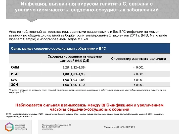 Инфекция, вызванная вирусом гепатита С, связана с увеличением частоты сердечно-сосудистых