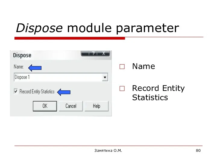 Замятина О.М. Dispose module parameter Name Record Entity Statistics
