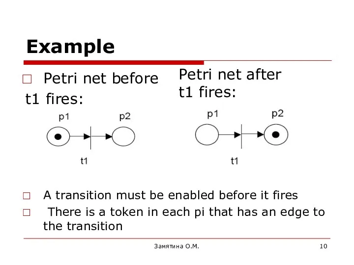 Example Petri net before t1 fires: before t1 fires: A