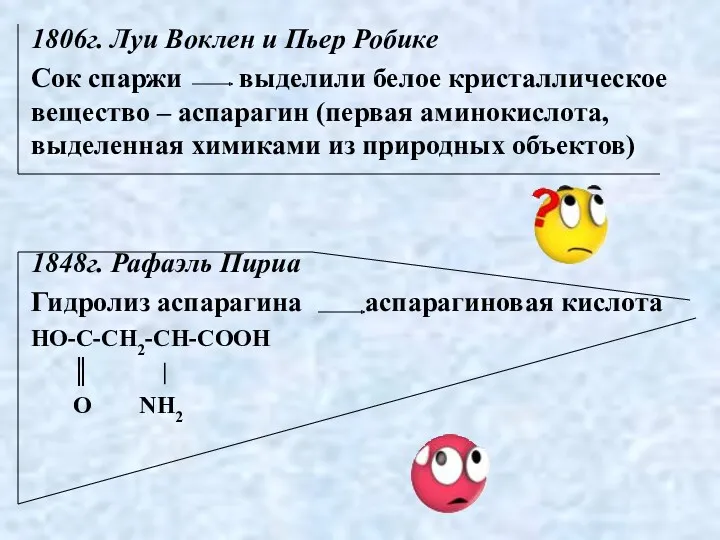 1806г. Луи Воклен и Пьер Робике Сок спаржи выделили белое