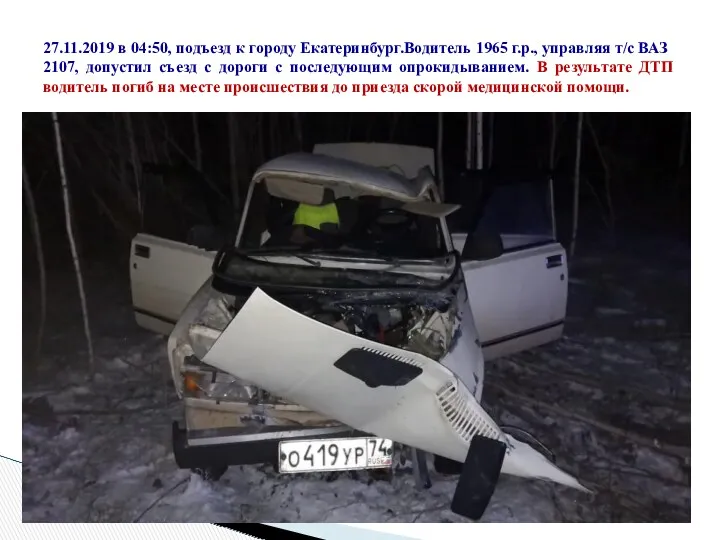 27.11.2019 в 04:50, подъезд к городу Екатеринбург.Водитель 1965 г.р., управляя