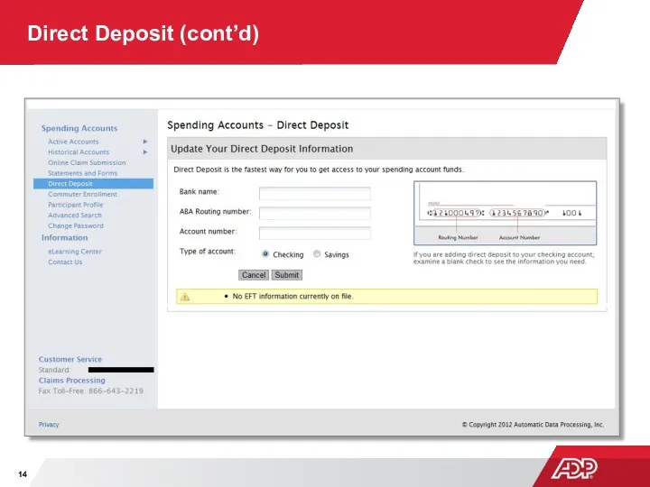 Direct Deposit (cont’d)
