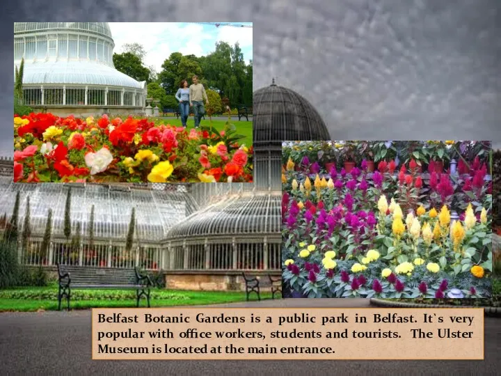 Belfast Botanic Gardens is a public park in Belfast. It`s very popular with