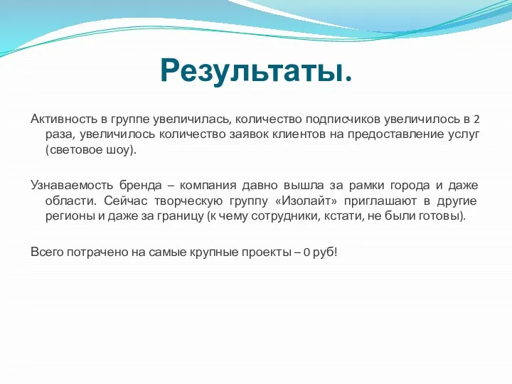 Результаты. Активность в группе увеличилась, количество подписчиков увеличилось в 2