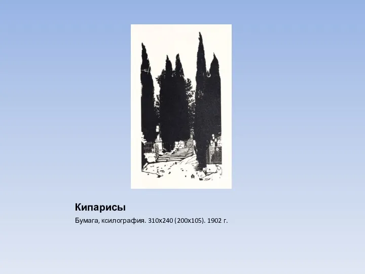 Кипарисы Бумага, ксилография. 310х240 (200х105). 1902 г.