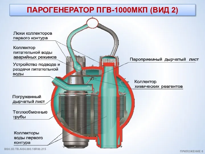 ПАРОГЕНЕРАТОР ПГВ-1000МКП (ВИД 2) ПРИЛОЖЕНИЕ 6 BS0.3D.TB.AI04.000.16R00.215