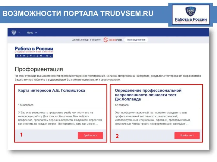 ВОЗМОЖНОСТИ ПОРТАЛА TRUDVSEM.RU 1 2