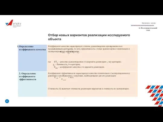 У Г А Т У Уфимский государственный авиационный технический университет 6. Исследовательский этап Лекционное занятие