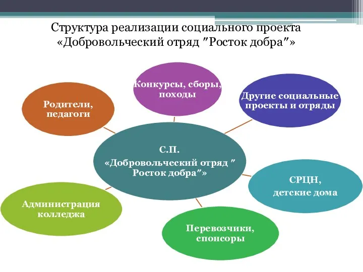 Структура реализации социального проекта «Добровольческий отряд ″Росток добра″»