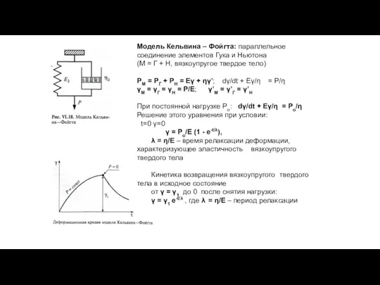 Модель Кельвина – Фойгта: параллельное соединение элементов Гука и Ньютона