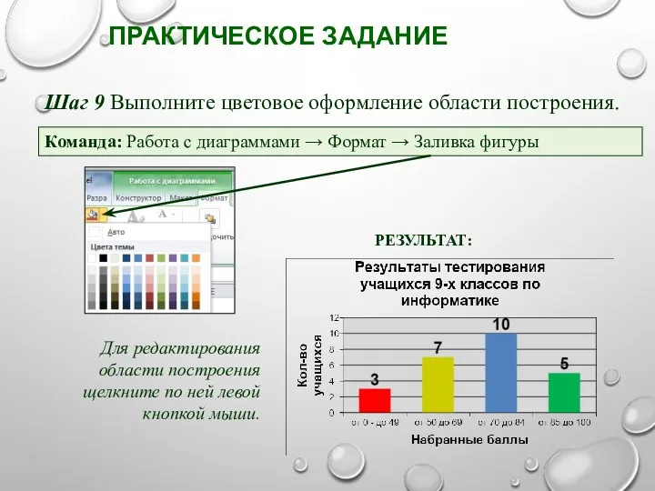 ПРАКТИЧЕСКОЕ ЗАДАНИЕ Шаг 9 Выполните цветовое оформление области построения. РЕЗУЛЬТАТ: