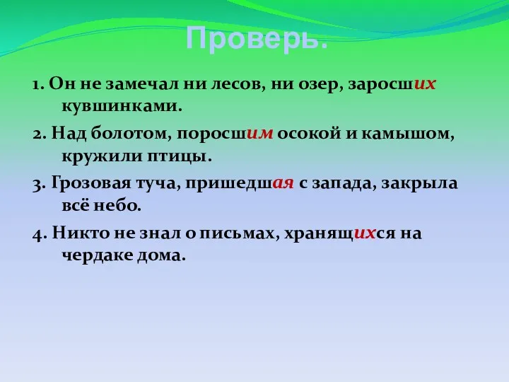 1. Он не замечал ни лесов, ни озер, заросших кувшинками.