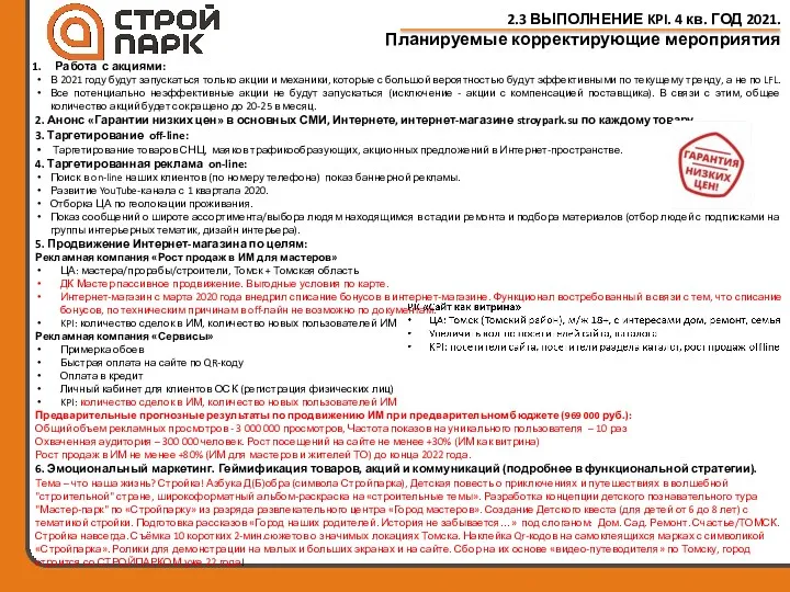 Работа с акциями: В 2021 году будут запускаться только акции