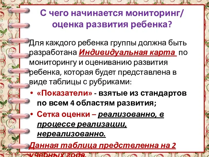 С чего начинается мониторинг/ оценка развития ребенка? Для каждого ребенка