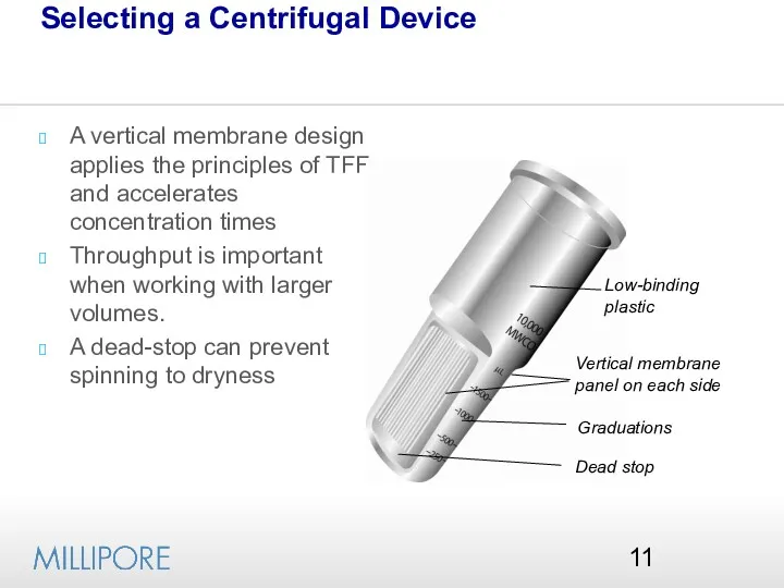 Selecting a Centrifugal Device A vertical membrane design applies the