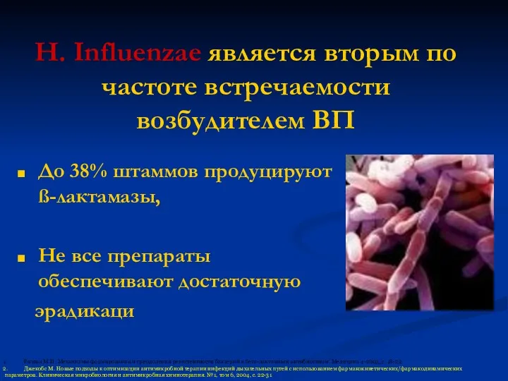 H. Influenzae является вторым по частоте встречаемости возбудителем ВП До