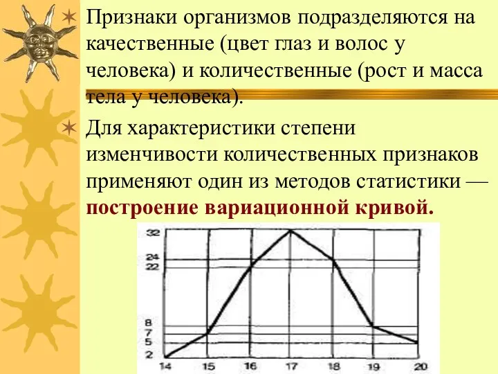 Признаки организмов подразделяются на качественные (цвет глаз и волос у