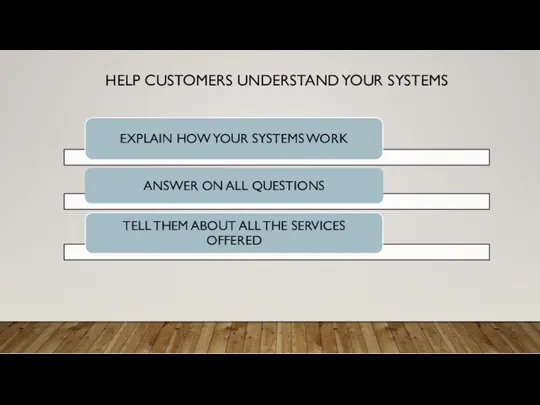 HELP CUSTOMERS UNDERSTAND YOUR SYSTEMS