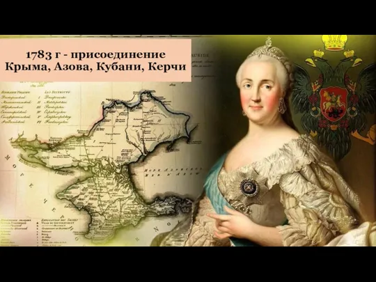 1783 г - присоединение Крыма, Азова, Кубани, Керчи
