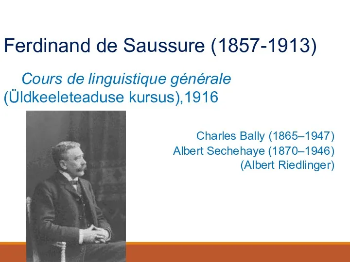 Cours de linguistique générale (Üldkeeleteaduse kursus),1916 Charles Bally (1865–1947) Albert