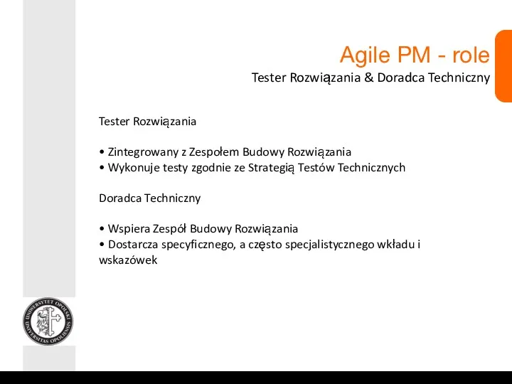 Agile PM - role Tester Rozwiązania & Doradca Techniczny Tester