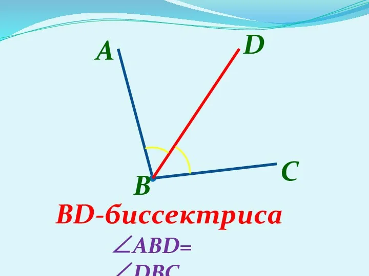 A B С D BD-биссектриса ∠ABD= ∠DBC
