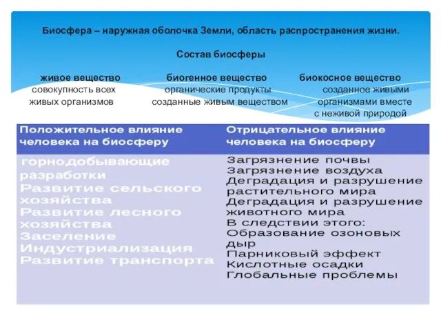 Биосфера – наружная оболочка Земли, область распространения жизни. Состав биосферы