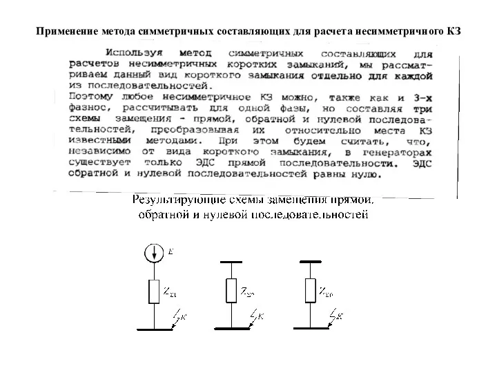 Применение метода симметричных составляющих для расчета несимметричного КЗ