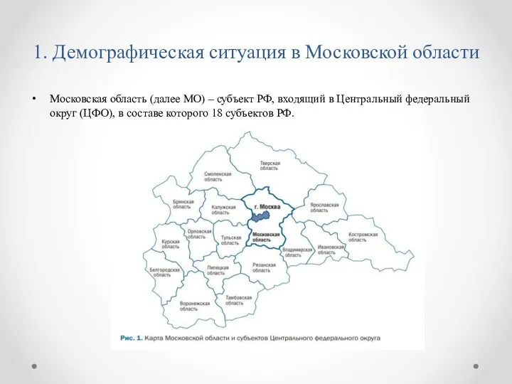 1. Демографическая ситуация в Московской области Московская область (далее МО)