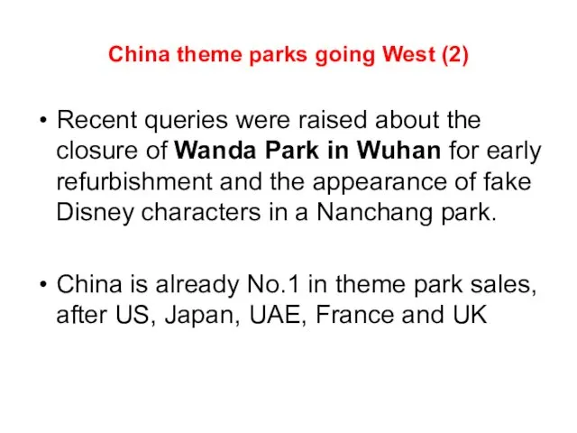China theme parks going West (2) Recent queries were raised
