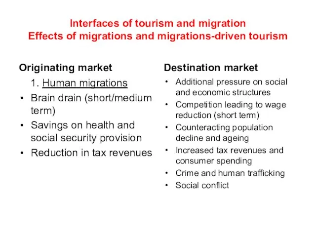 Interfaces of tourism and migration Effects of migrations and migrations-driven