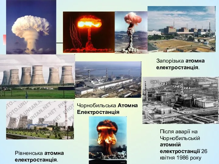 Чорнобильська Атомна Електростанцiя Запорізька атомна електростанція. Рівненська атомна електростанція. Після