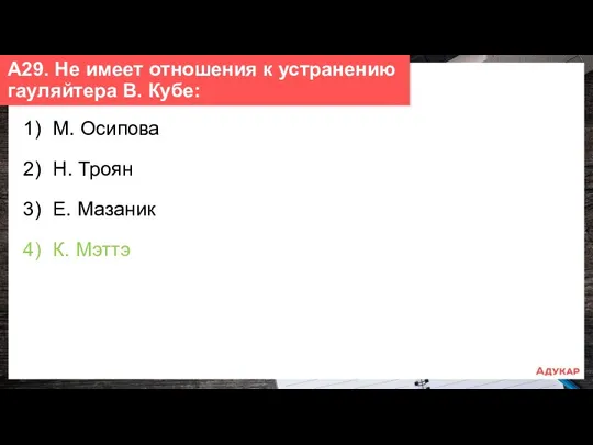 1) М. Осипова 2) Н. Троян 3) Е. Мазаник 4)