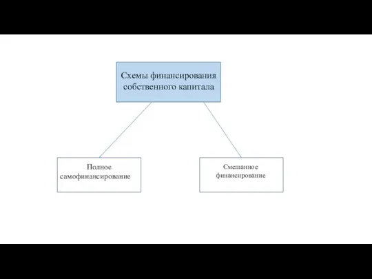 Полное самофинансирование Смешанное финансирование Схемы финансирования собственного капитала