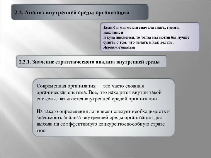 2.2.1. Значение стратегического анализа внутренней среды Если бы мы могли