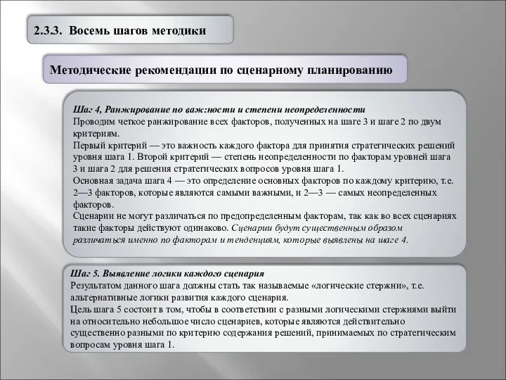 2.3.3. Восемь шагов методики Шаг 4, Ранжирование по важ:ности и