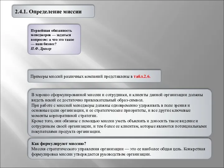 В хорошо сформулированной миссии и сотрудники, и клиенты данной организации