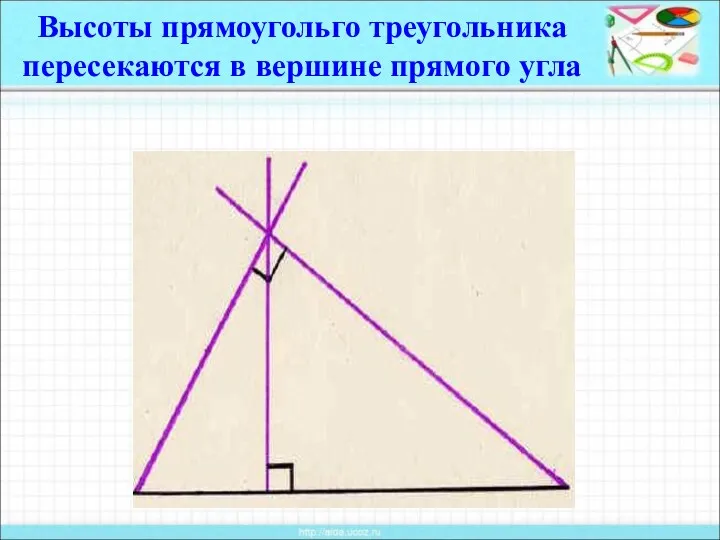 Высоты прямоугольго треугольника пересекаются в вершине прямого угла