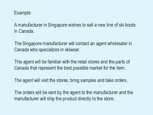 Example: A manufacturer in Singapore wishes to sell a new