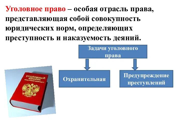 Уголовное право – особая отрасль права, представляющая собой совокупность юридических