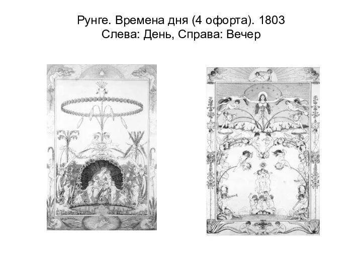 Рунге. Времена дня (4 офорта). 1803 Слева: День, Справа: Вечер