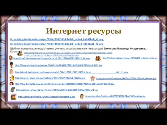 Интернет ресурсы https://img-fotki.yandex.ru/get/2914/39663434.8ed/0_acde6_8a548bab_XL.png https://img-fotki.yandex.ru/get/9507/39663434.8ed/0_acde4_30041a31_XL.png Шаблон презентации подготовила учитель русского языка