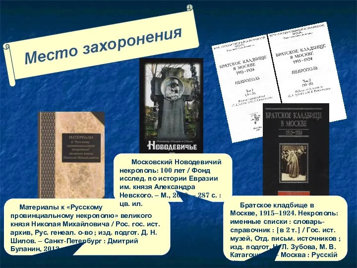 Место захоронения Материалы к «Русскому провинциальному некрополю» великого князя Николая