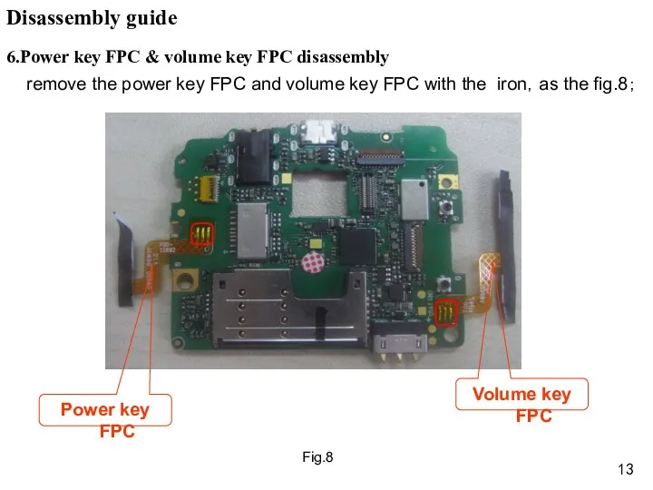 Fig.8 6.Power key FPC & volume key FPC disassembly remove