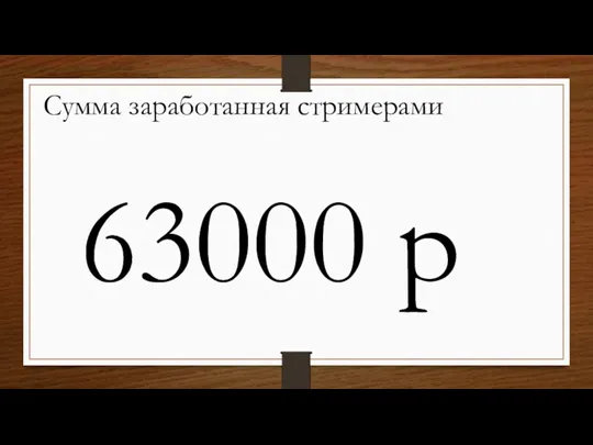 Сумма заработанная стримерами 63000 р