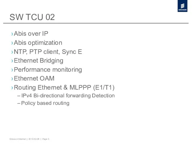 SW TCU 02 Abis over IP Abis optimization NTP, PTP