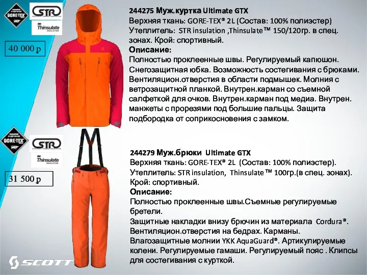 244275 Муж.куртка Ultimate GTX Верхняя ткань: GORE-TEX® 2L (Состав: 100% полиэстер) Утеплитель: STR