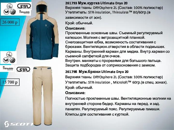 261793 Муж.куртка Ultimate Dryo 20 Верхняя ткань: DRYOsphere 2L (Состав: 100% полиэстер) Утеплитель: