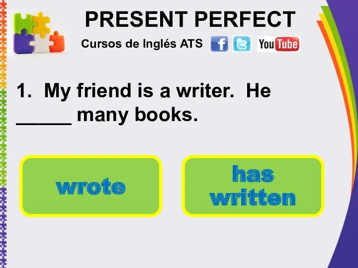 PRESENT PERFECT 1. My friend is a writer. He _____