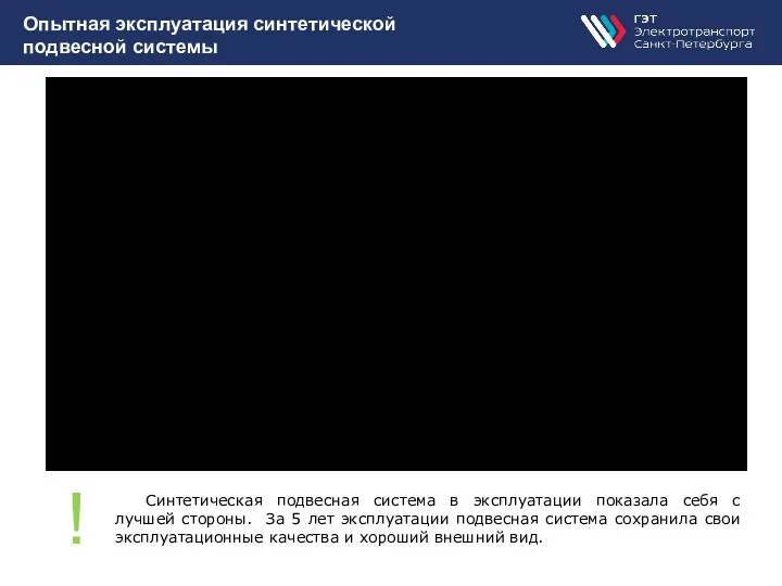 Опытная эксплуатация синтетической подвесной системы Синтетическая подвесная система в эксплуатации